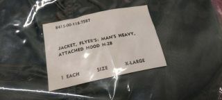 Alpha Flight Jacket Flyers Mens Heavy N - 2b With Hood Size Xlarge In Bag