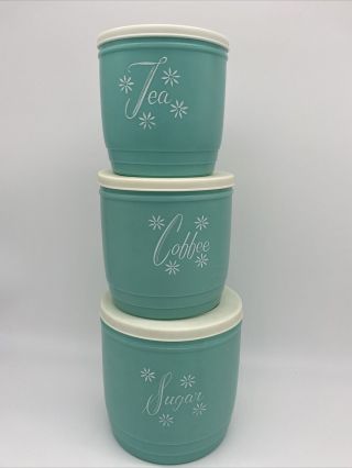 Vintage Turquoise Stanley Plastic Canister Set