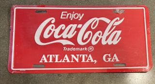 In Pkg 1970s Atlanta Georgia Ga Enjoy Coca - Cola License Plate Tag Coke