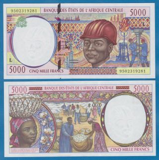 Central African States 5000 Francs P 404lb 1995 " L " Gabon Unc Low