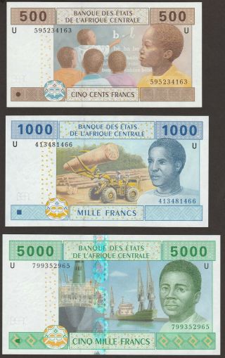 Gem Unc Central African States Cameroon 500,  1000,  & 5000 Francs