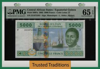 Tt Pk 509fa 2002 Central African States 5000 Francs Pmg 65 Epq Gem Uncirculated