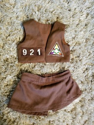 Build - A - Bear Babw Girl Scouts Brownie Uniform Doll Clothing Outfit W/patches