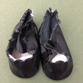 Vintage Terri Lee Oilcloth Doll Shoes Black Doll Tie Shoes