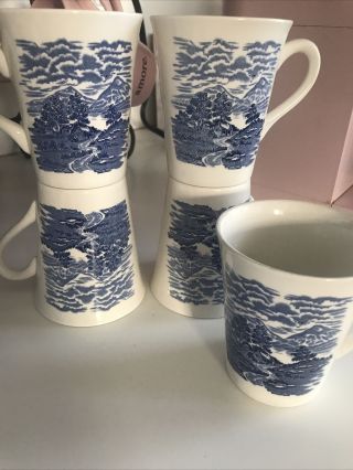 Set Of Six (6) Royal Warwick Lochs Of Scotland Coffee Mugs Made In England