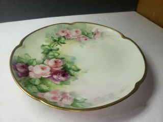 Vintage Limoges Hand Painted Roses With Gold Plate Signed K Ross