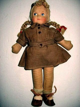 Girl Scout Brownie 1950s Georgene Novelties 14 " Cloth Doll Mollye ??