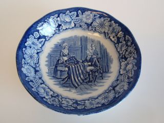Liberty Blue Staffordshire Ironstone Historic Colonial Berry Bowl Betsy Ross