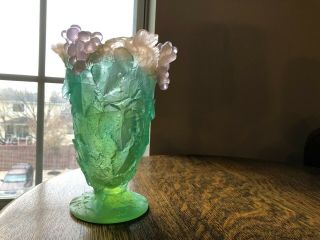 Daum France Crystal Vase Grapes