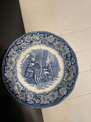 Vtg Liberty Blue Small Bowl Dish Staffordshire England Transferware Betsy Ross