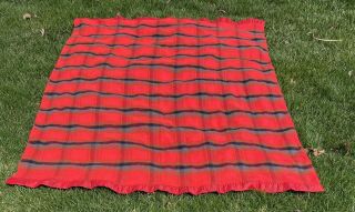 Vintage Chatham Red Plaid Twin Bed 73 " X88 " Stadium Camp Blanket Satin Trim