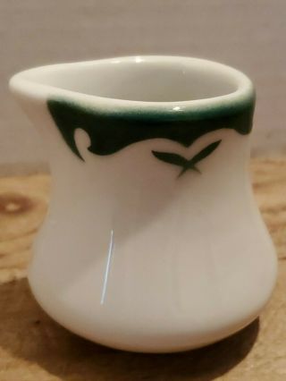 Vintage Jackson China Mini Milk Creamer Green Airbrush Restaurant Ware Ceramic